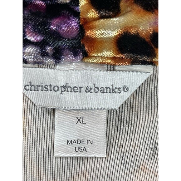 Christopher & Banks Animal Print Half Wrap V-neck XL Leopard Snake Velvet Top - Picture 5 of 11
